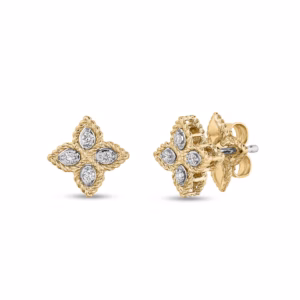 Roberto Coin18ct Yellow Gold Princess Flower Earrings With Diamonds